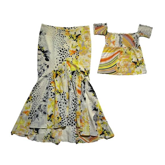 2004 graphic floral set maxi skirt + top - Picture 1 of 6